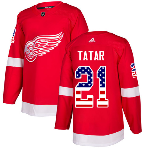 Adidas Red Wings #21 Tomas Tatar Red Home Authentic USA Flag Stitched Youth NHL Jersey